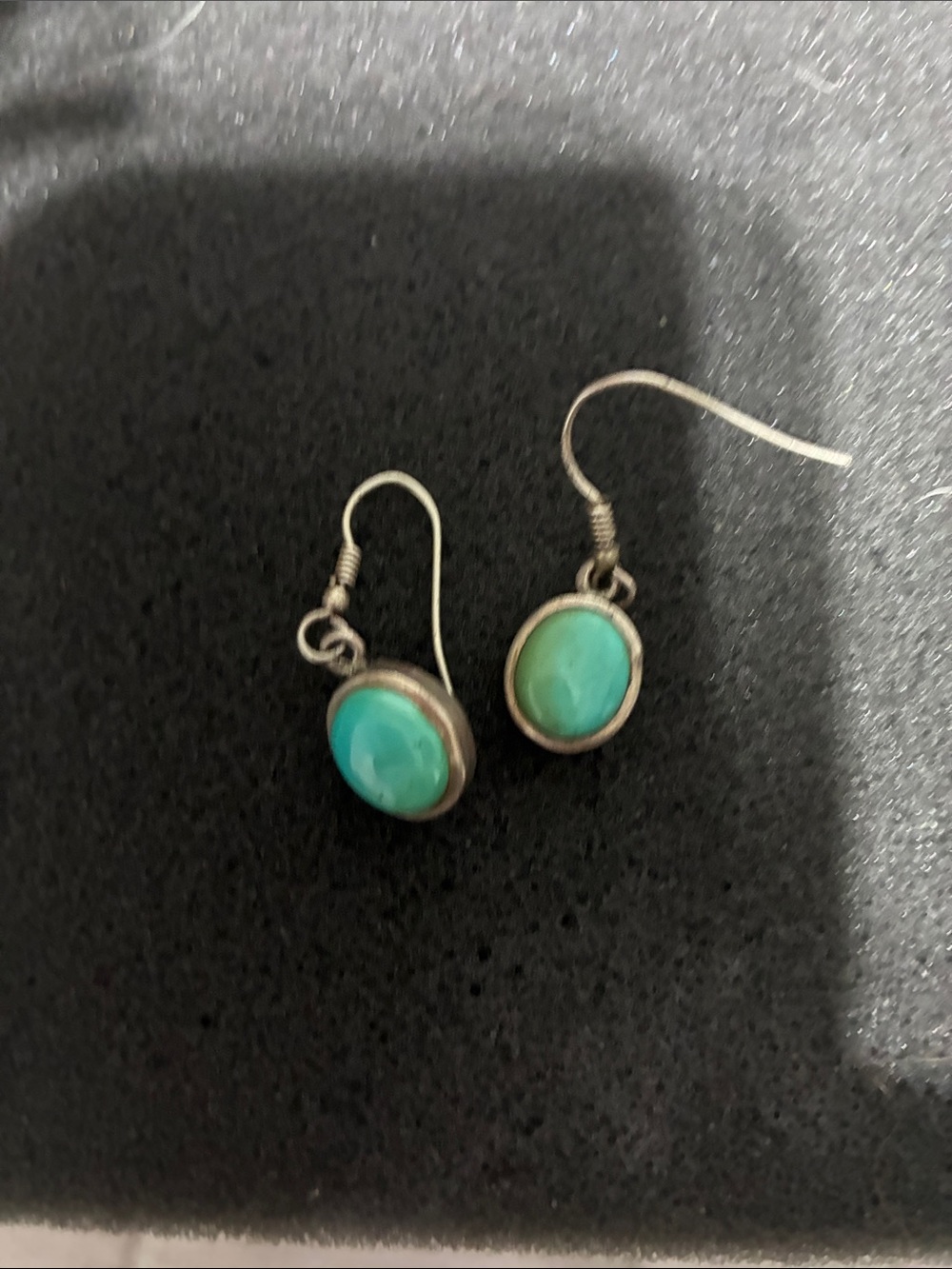 Turquoise Drop Earrings with Silver-Tone Setting